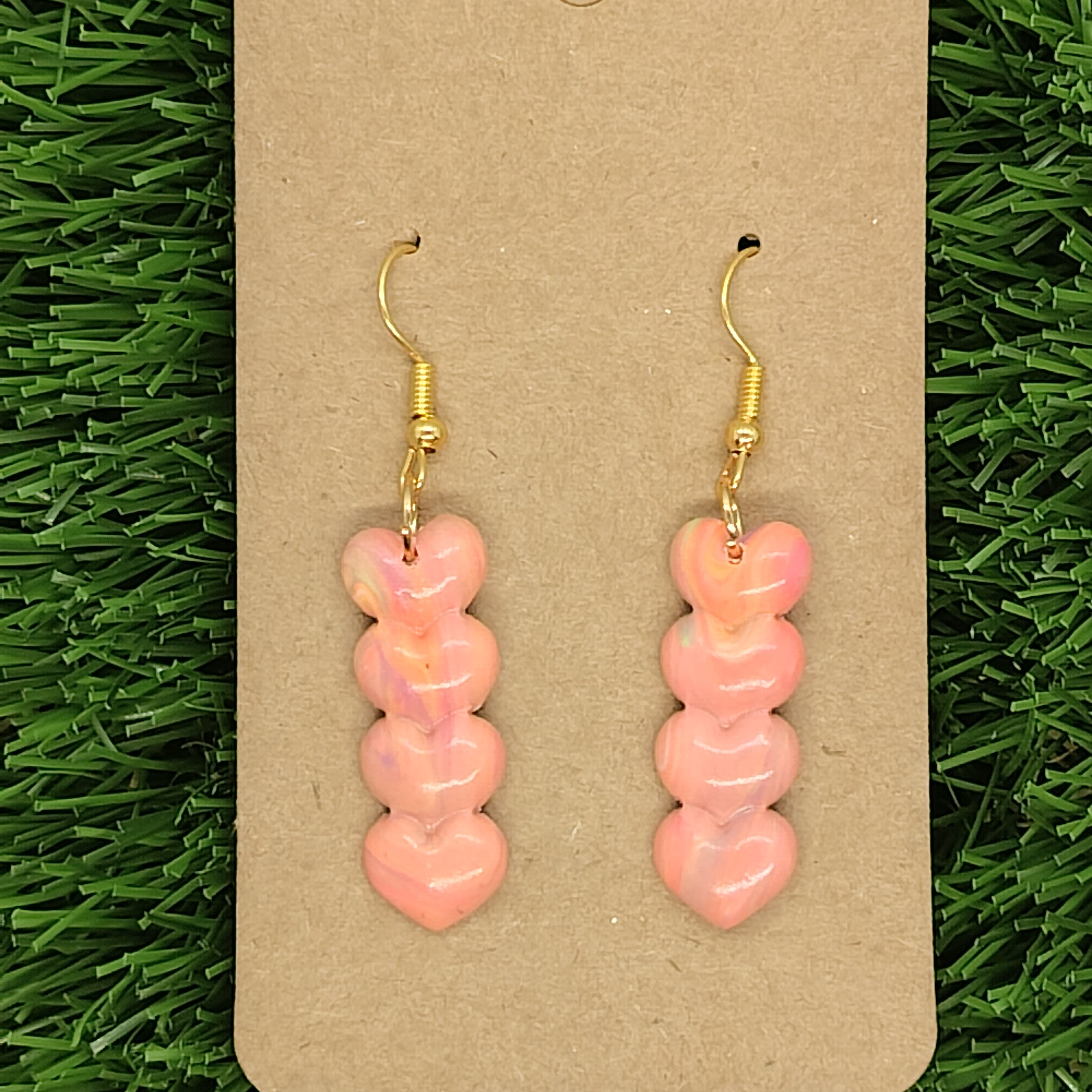 Pendientes de arcilla corazones nude